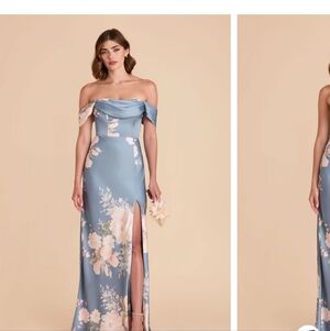 Birdy Grey Mia Bridesmaid Dress Matte Satin Dusty Blue Romantic Bouquet S